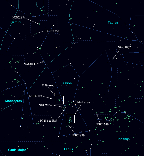 <Clickable Map of constellation Orion>