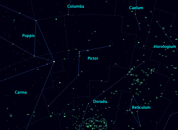 <Clickable Map of constellation Pictor>